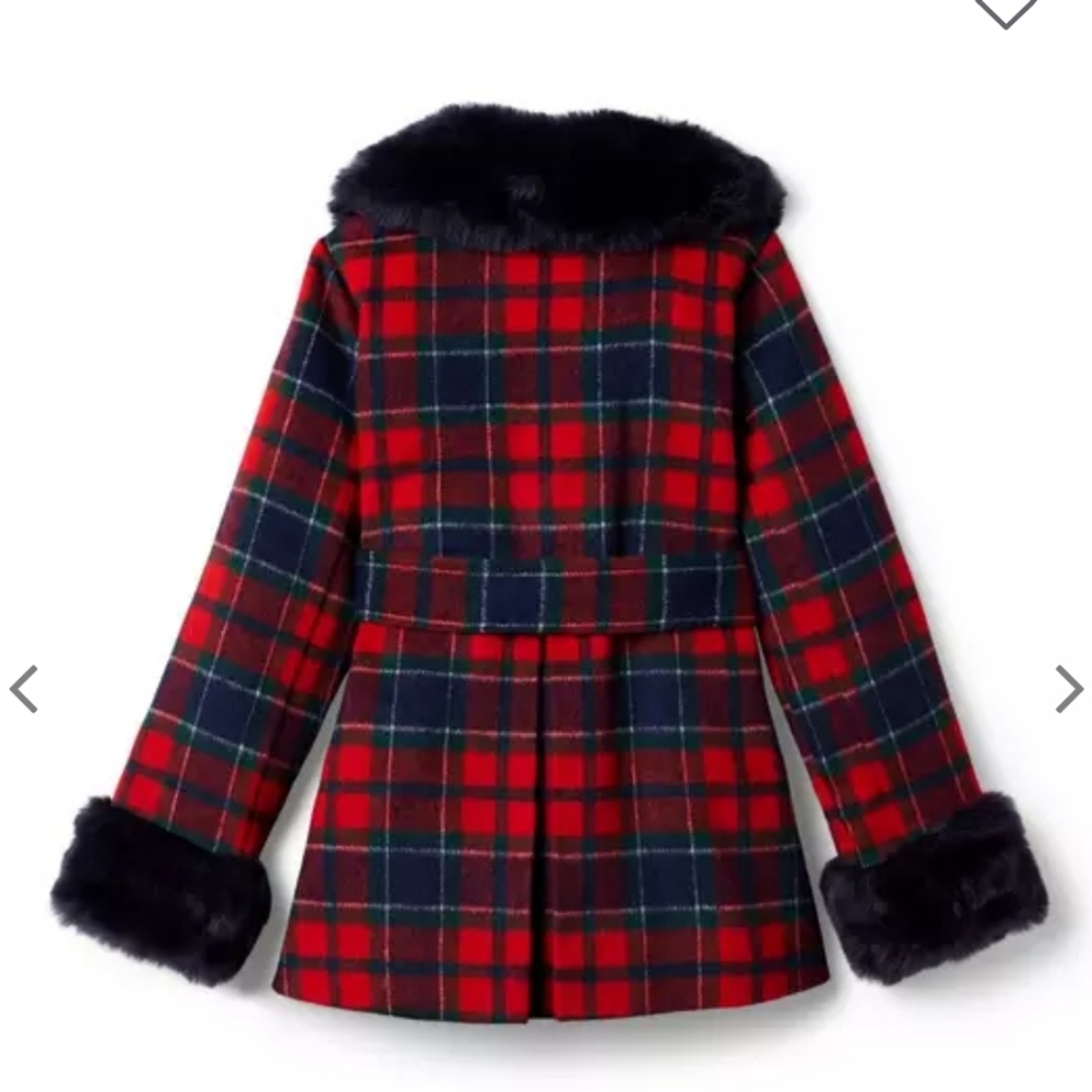 Janie And Jack X American Girl Long Plaid Coat Bradbury Red Size 10-12 - Picture 2 of 9